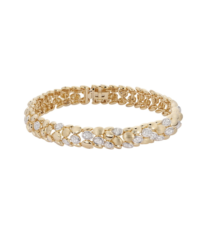 Photo: Rainbow K Blossom Small 14kt gold bangle with diamonds