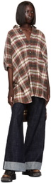 R13 Red Plaid Oversized Boxy Shirt Minidress
