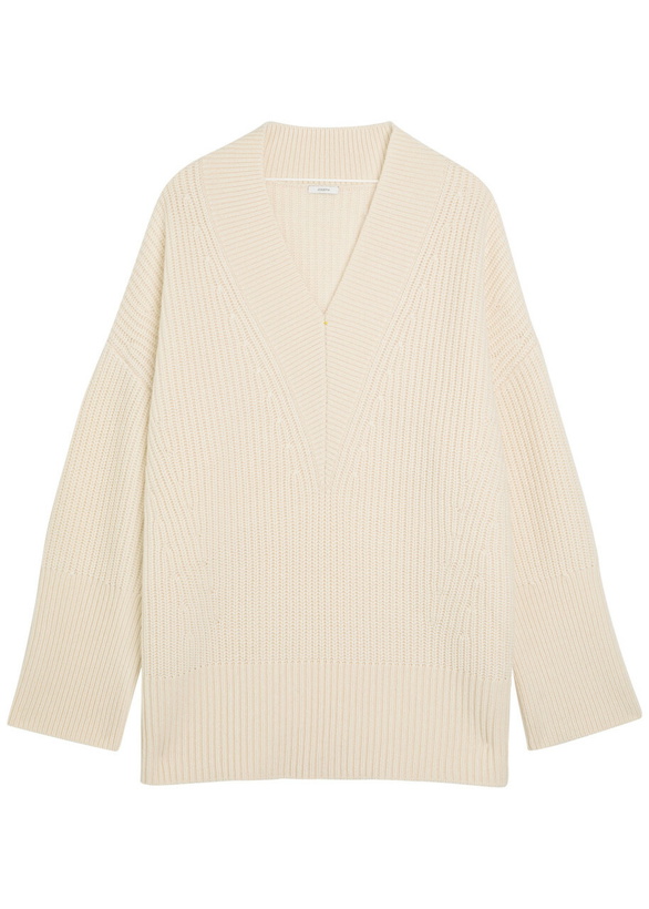 Photo: Joseph Noel Ribbed Cashmere and Wool-blend Jumper Cream
