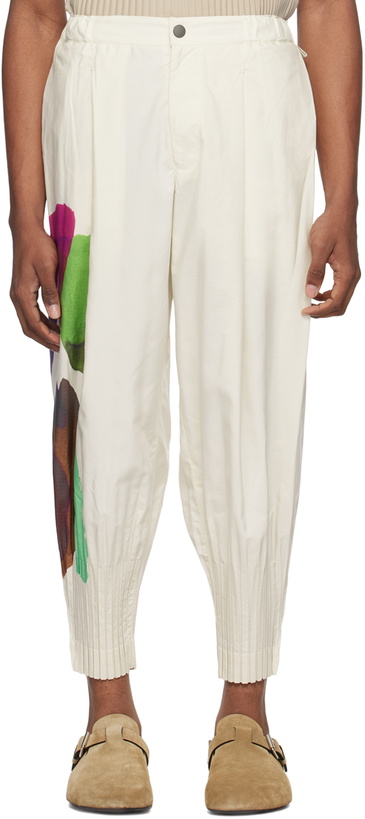 Photo: HOMME PLISSÉ ISSEY MIYAKE Off-White Cascade Picturesque Trousers