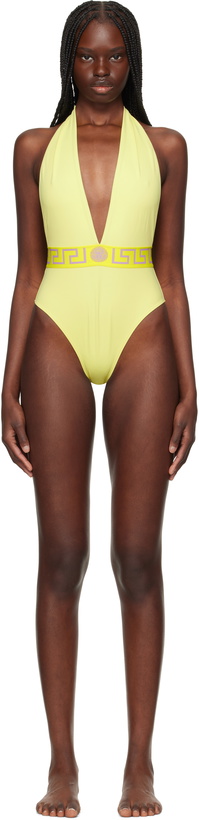 Photo: Versace Underwear Yellow Lycra Vita Recycled New Logo Swimsuit