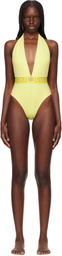 Versace Underwear Yellow Lycra Vita Recycled New Logo Swimsuit