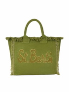 MC2 Saint Barth Military Green Cotton Canvas Vanity Tote Bag With Logo Patch