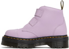 Dr. Martens Purple Devon Flower Buckle Platform Boots
