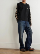 KAPITAL - Dense Appliquéd Printed Cotton-Jersey T-Shirt - Black