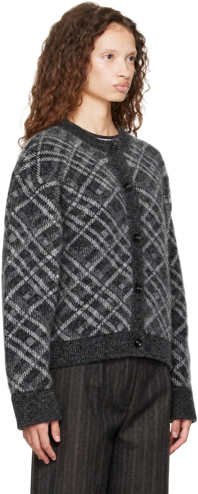 mfpen Gray Round Neck Cardigan