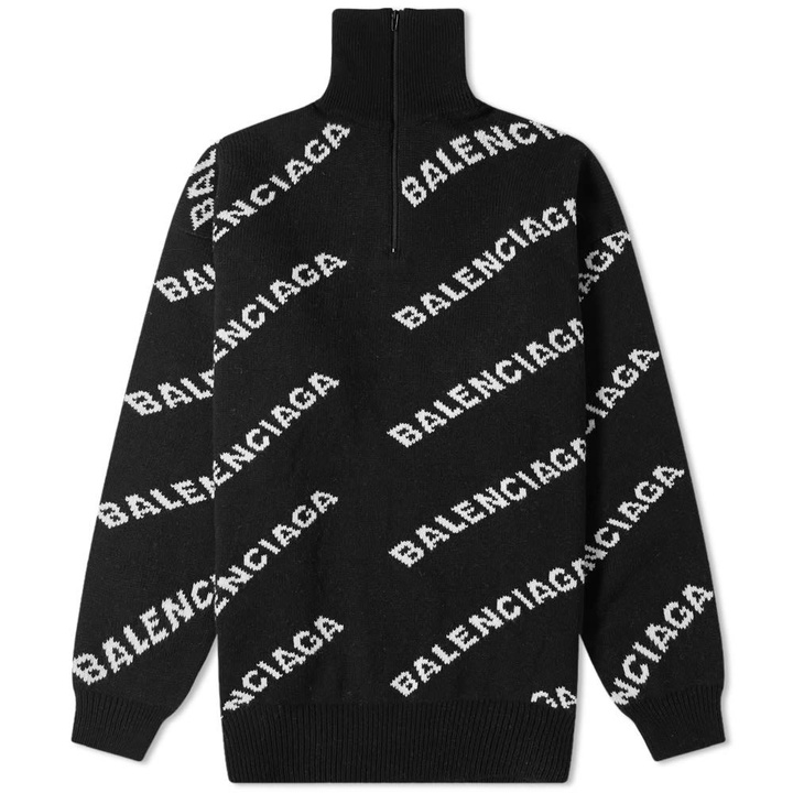 Photo: Balenciaga All Over Logo Turtle Neck Knit