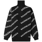 Balenciaga All Over Logo Turtle Neck Knit