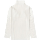 Homme Plissé Issey Miyake Men's Pleated Roll Neck in Ivory