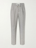 Brunello Cucinelli - Straight-Leg Pleated Hemp and Linen-Blend Twill Trousers - Gray