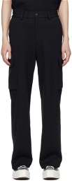 Solid Homme Black Terry Cargo Pants