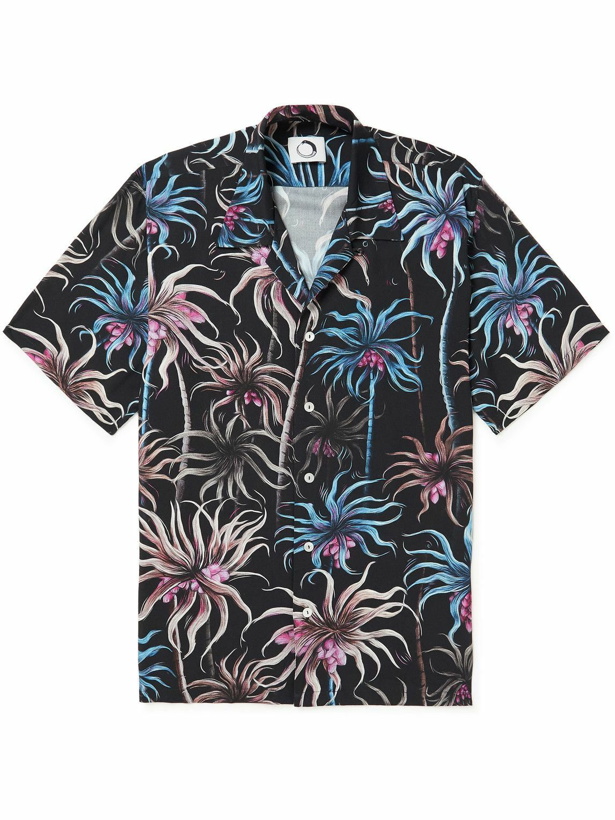 Photo: Endless Joy - Night Palm Convertible-Collar Printed Voile Shirt - Black