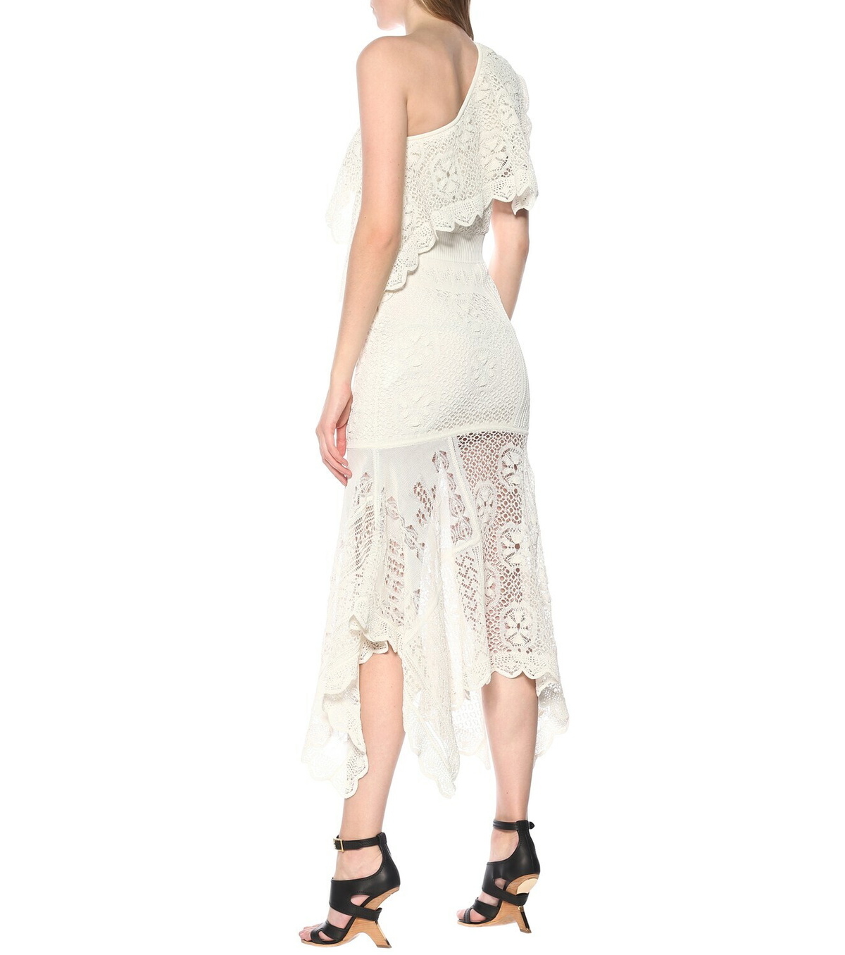 Alexander McQueen One-shoulder lace midi dress Alexander McQueen