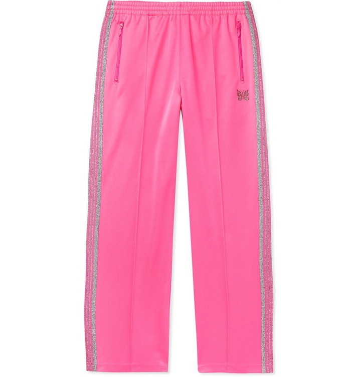 Photo: Needles - Glittered Webbing-Trimmed Tech-Jersey Track Pants - Pink