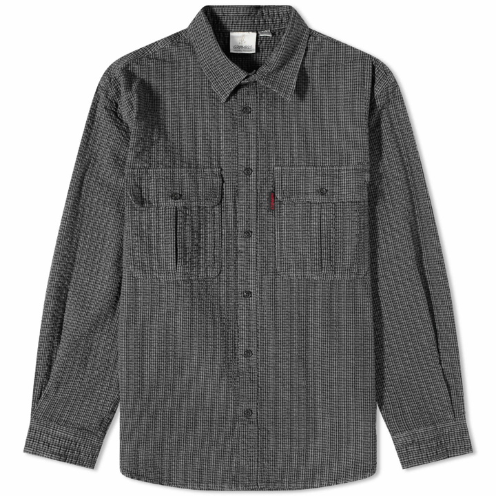 Photo: Gramicci Men's O.G. Seersucker Canyon Shirt in Deep Grey Garment Dyed