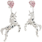 Pristine Silver Crystal Unicorn Earrings
