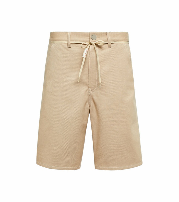 Photo: Marni - Leather-trimmed cotton shorts