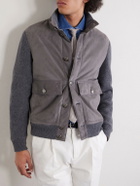 Brunello Cucinelli - Suede and Knitted Cashmere Jacket - Gray