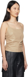 DRAE Beige Faux-Leather Tank Top