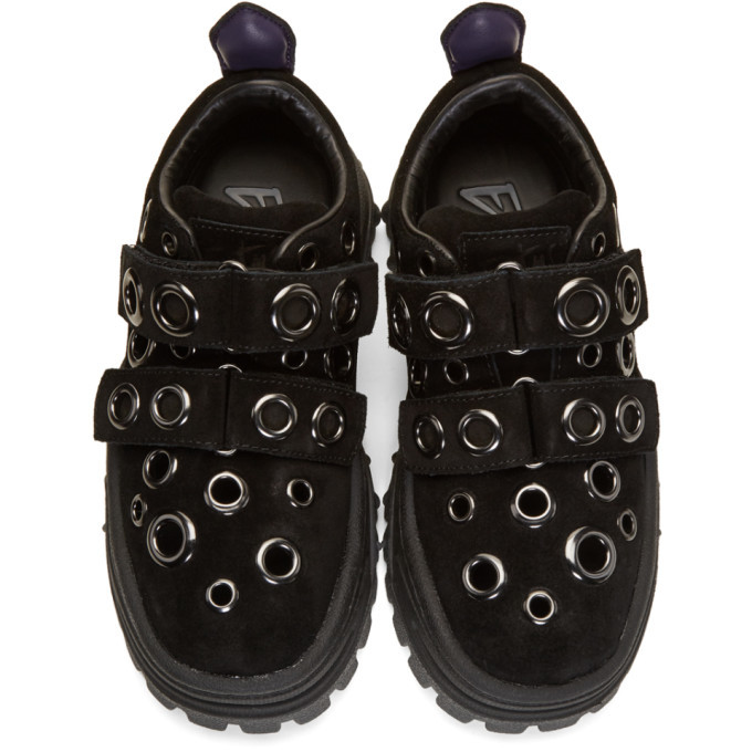 Eytys SSENSE Exclusive Black Suede Grommet Angel Sneakers Eytys