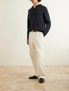 Eleventy - Cotton and Silk-Blend Polo Sweater - Blue