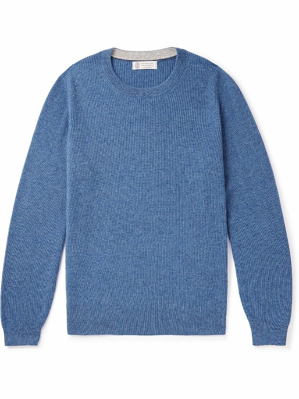 Photo: Brunello Cucinelli - Ribbed Cashmere Sweater - Blue
