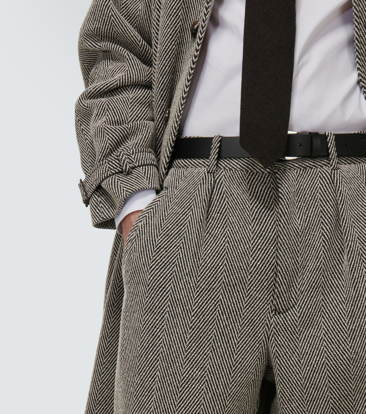 Giorgio Armani Herringbone wool-blend pants
