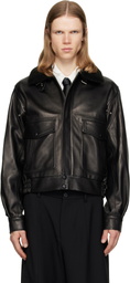 Ernest W. Baker Black Aviator Leather Bomber Jacket