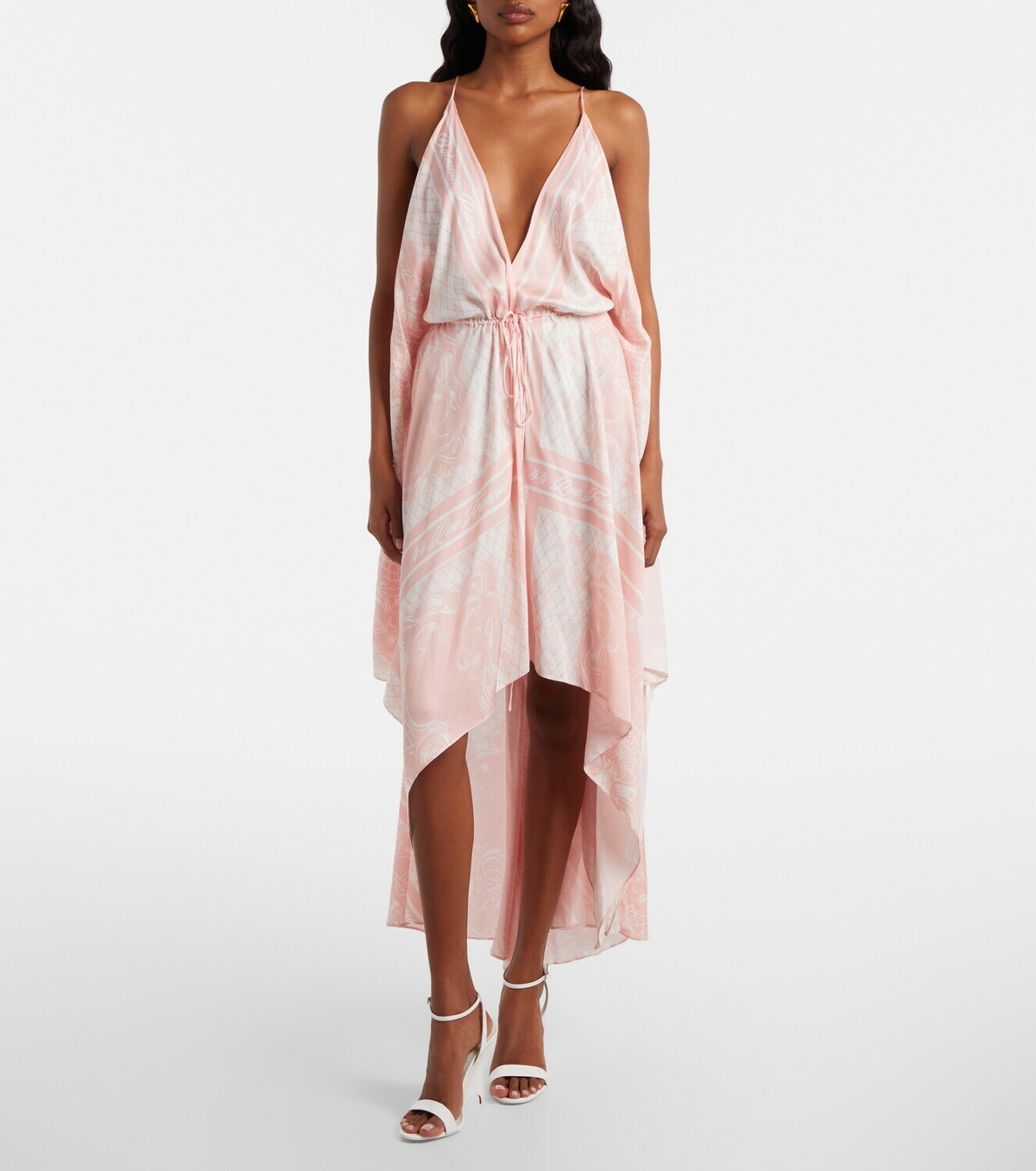 Balmain Printed asymmetric maxi dress