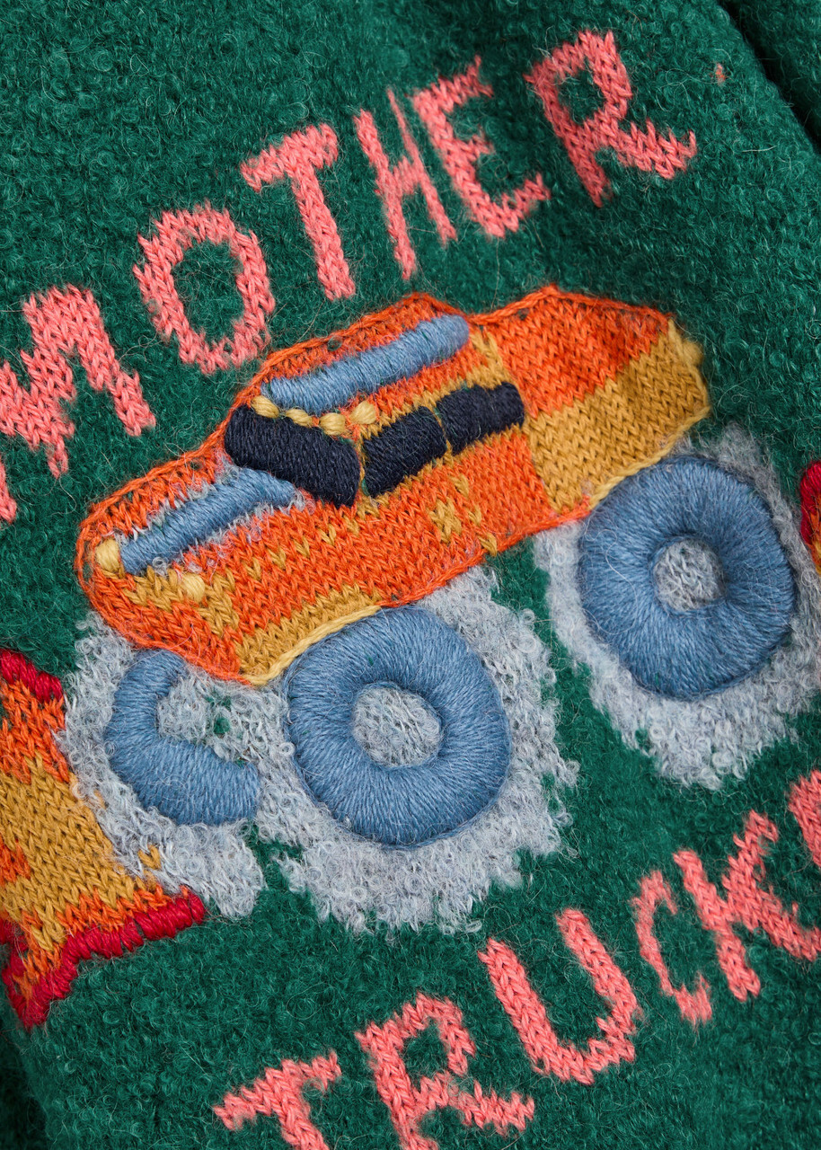 Mother The Jumper Embroidered Brushed Bouclé Jumper Navy
