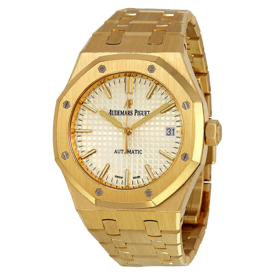 Audemars Piguet Royal Oak Silver Dial Automatic 18 Carat Yellow Gold Ladies Watch 15450BA.OO.1256BA.01