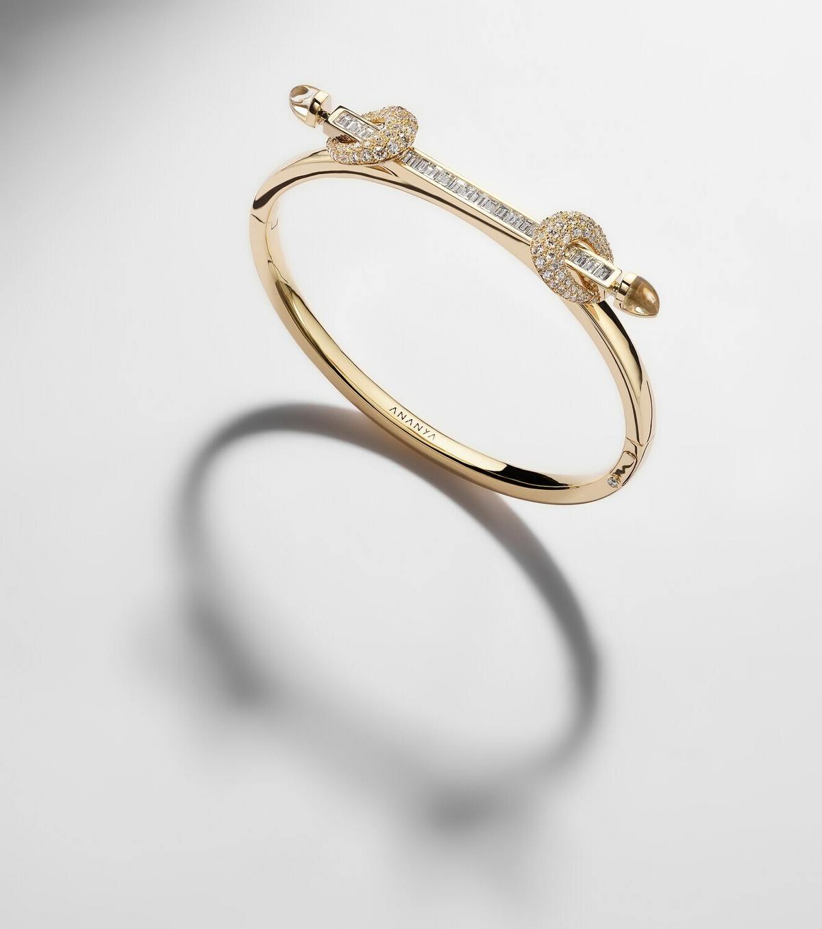 Ananya Chakra Icon 18kt gold bangle with diamonds and quartz