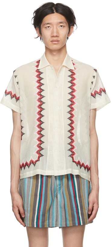 Photo: Bode Off-White Loop Mesh Shirt