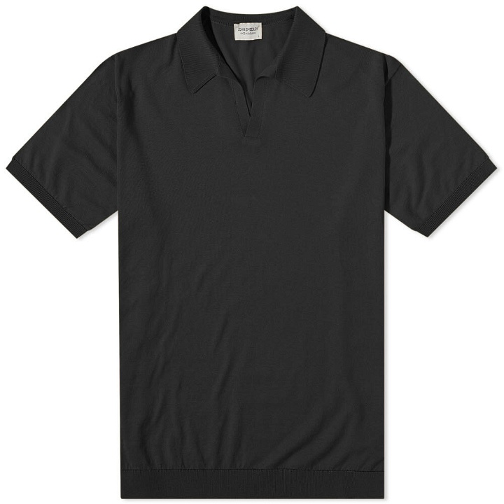 Photo: John Smedley Men's Noah Skipper Collar Polo Shirt in Black