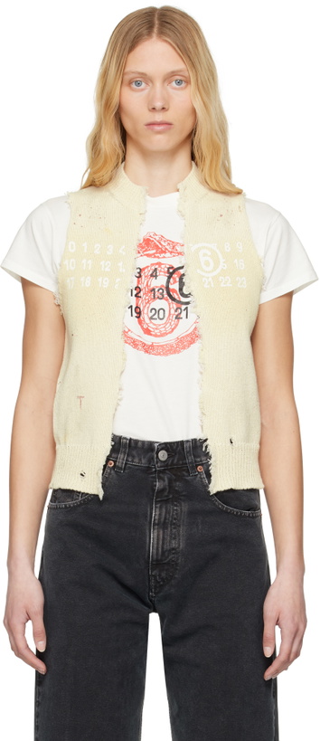 Photo: MM6 Maison Margiela Off-White Open Cut Printed Vest