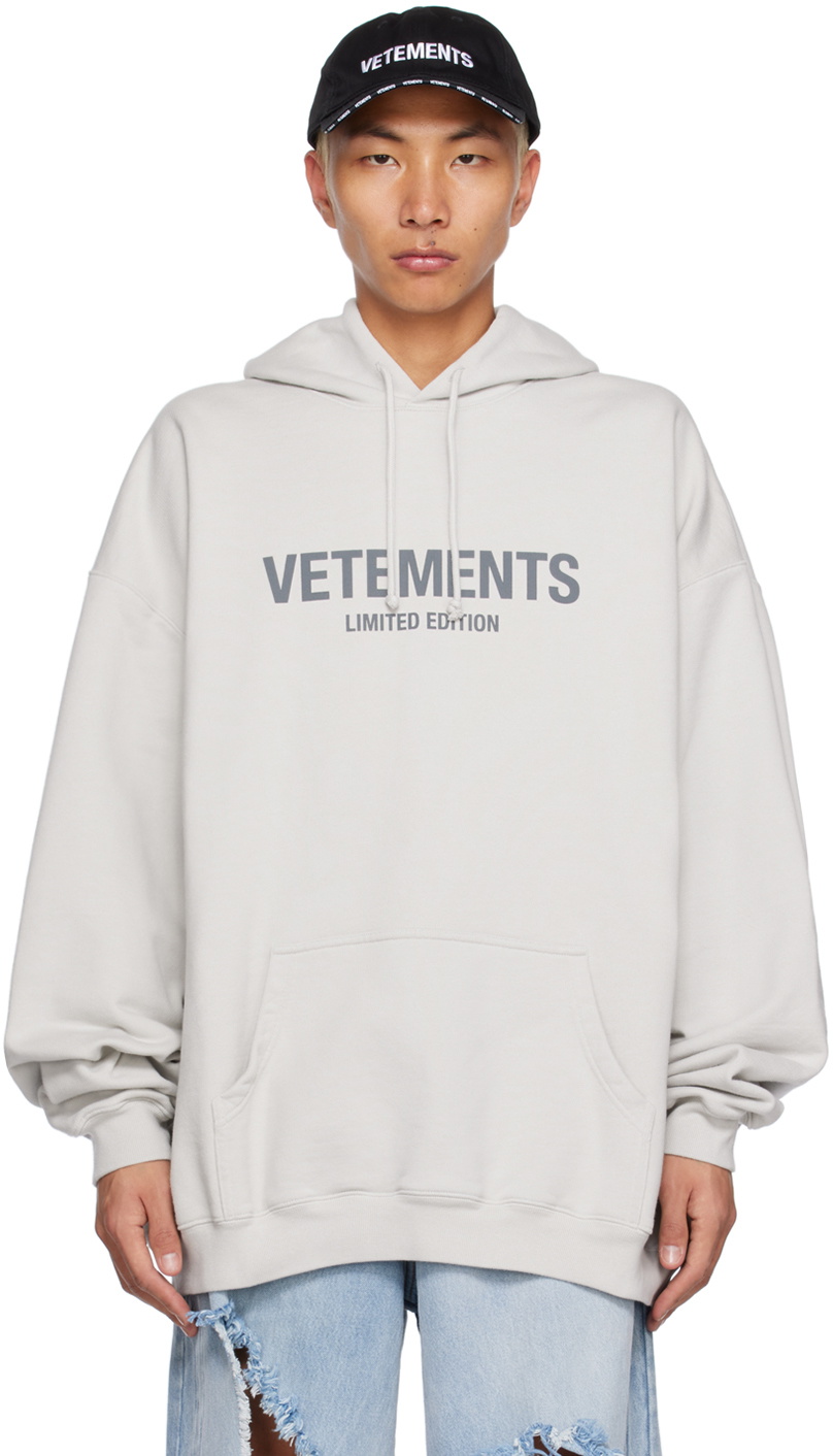 VETEMENTS Gray Printed Hoodie Vetements