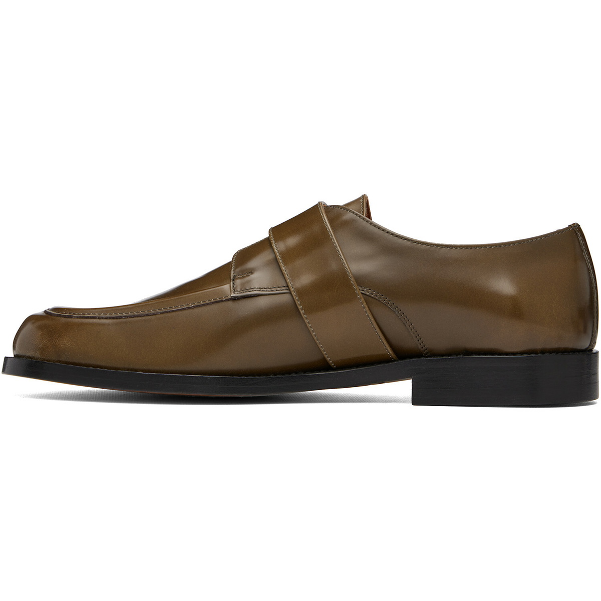Marni Khaki Shaded Leather Buckle Monkstraps