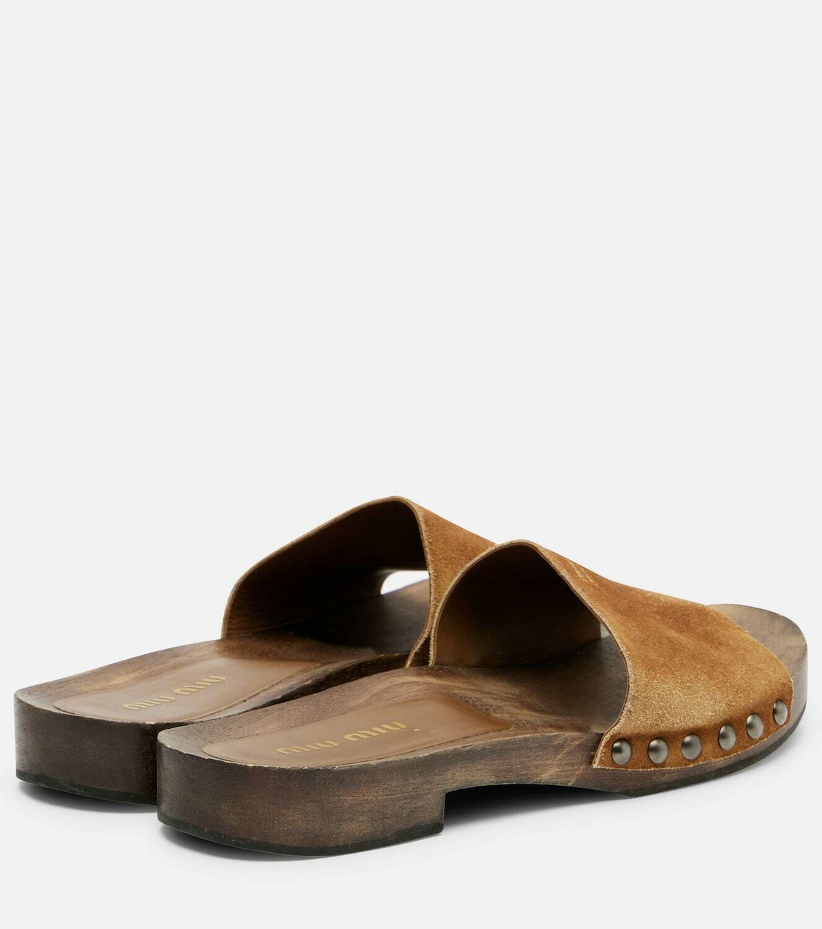 Miu Miu Logo faded suede mules