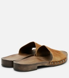 Miu Miu Logo faded suede mules