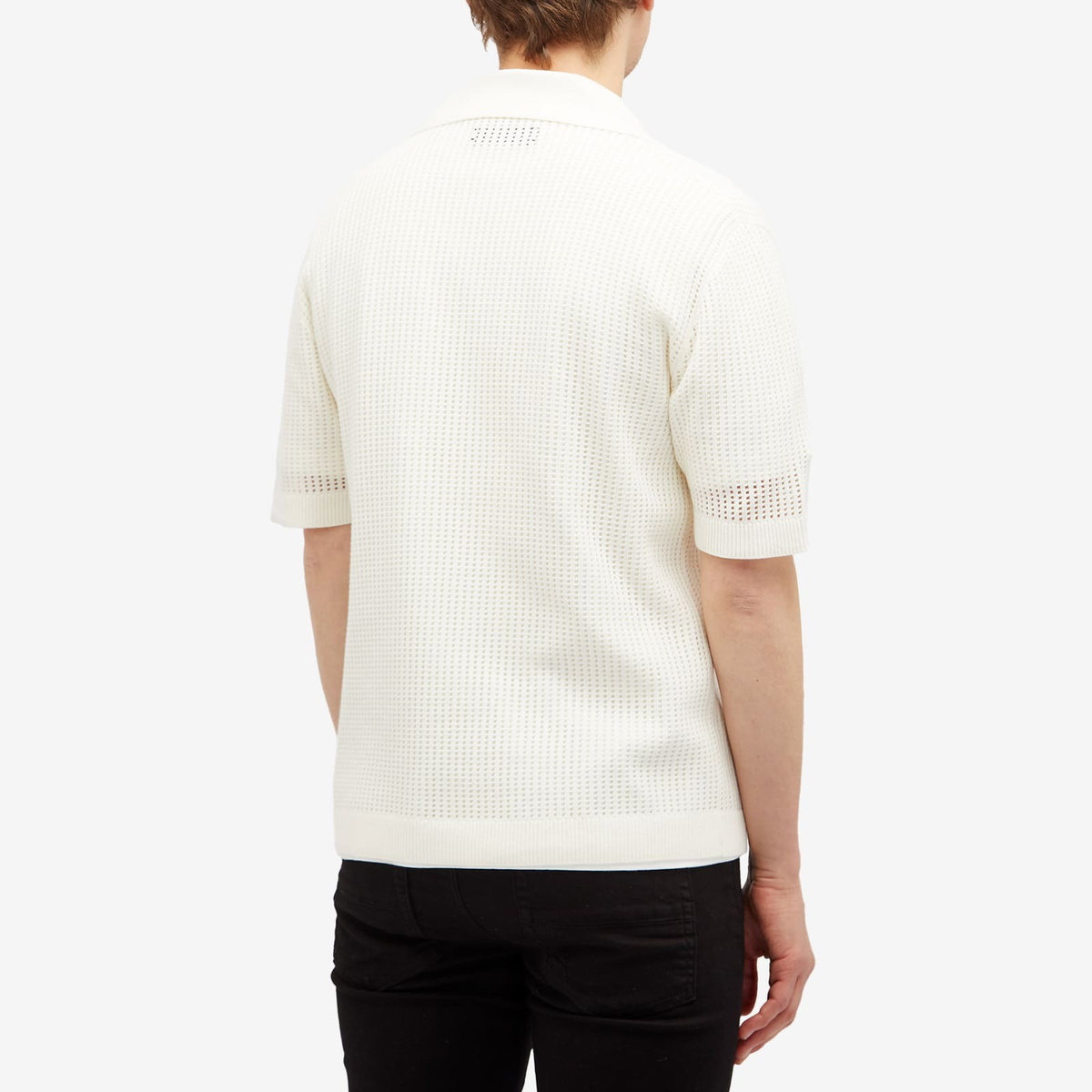 AMIRI Men's Short Sleeve Mesh Polo in Sand
