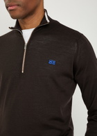 Wales Bonner Logo-embroidered Fine-knit Merino Wool Jumper Dark Brown