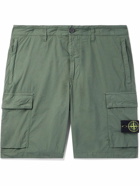 Stone Island - Straight-Leg Logo-Appliquéd Cotton-Blend Canvas Cargo Shorts - Green
