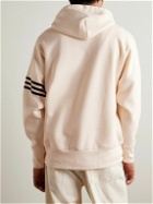 adidas Originals - Striped Logo-Embroidered Cotton-Blend Jersey Hoodie - White