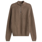 Ronning Men's Quarter Zip Fisherman Sweater in Walnut