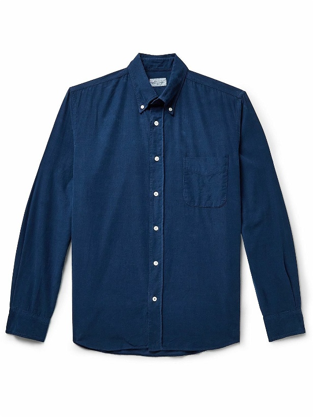 Photo: Hartford - Pitt Pat Button-Down Collar Garment-Dyed Cotton-Corduroy Shirt - Blue