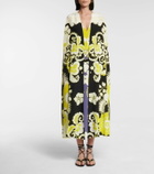Valentino Valentino caped floral silk midi dress