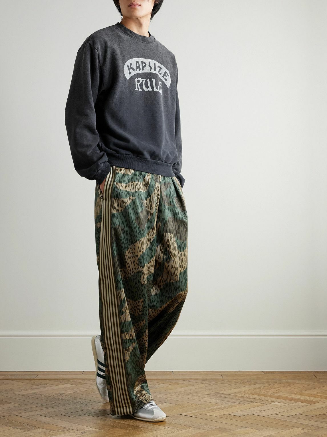 KAPITAL - Camouflage-Print Cotton-Jersey Sweatpants - Blue