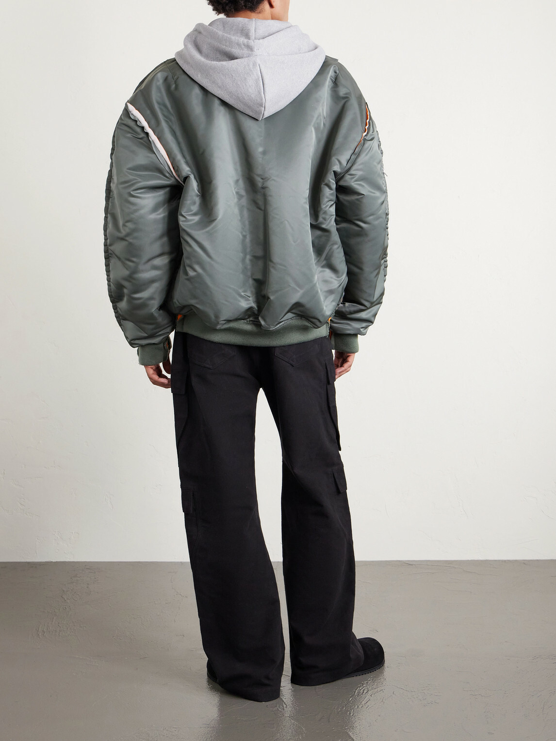 VETEMENTS - Padded Shell and Cotton-Blend Jersey Hooded Jacket - Green