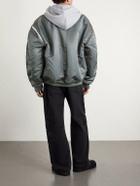 VETEMENTS - Padded Shell and Cotton-Blend Jersey Hooded Jacket - Green