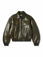 Acne Studios - Lavia Oversized Padded Waxed-Leather Bomber Jacket - Green